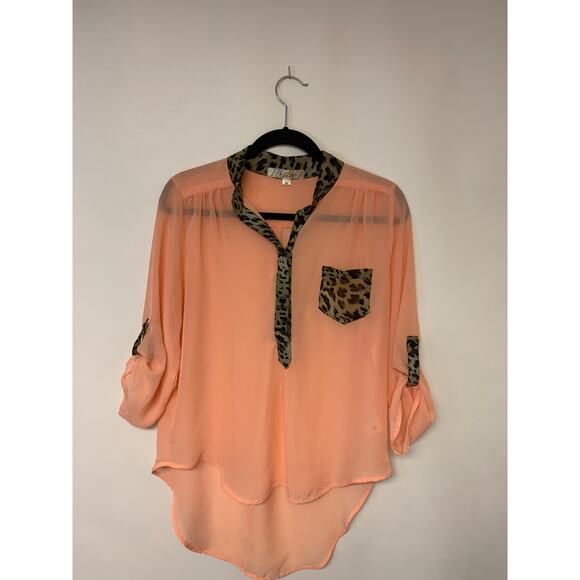 Penelope Blouse Sheer Animal Print Whimsical Feminine Timeless 80s Womens SZ M - Picture 3 of 10